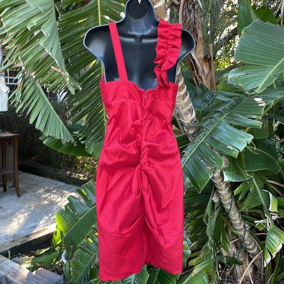 Xscape satin ruched column dress with Rosette - Picture 5 of 11